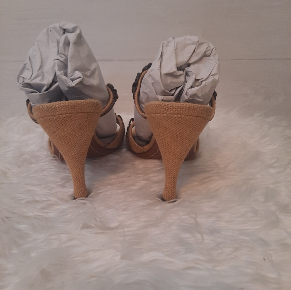 Louis Vuitton blue stone embellished canvas heels sandals sz 37 1/2 US 6.5 - Picture 6 of 10